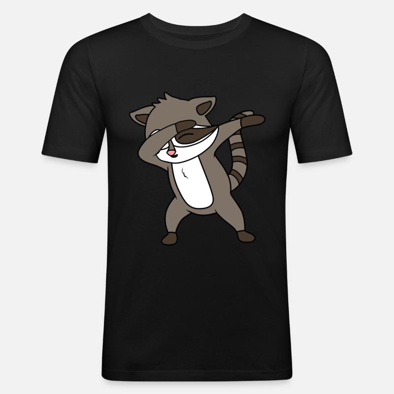 Waschbär - Männer Slim Fit T-Shirt - Schwarz