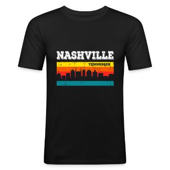 Nashville, Tennessee - Männer Slim Fit T-Shirt - Schwarz - Vorne - Nik (191cm)