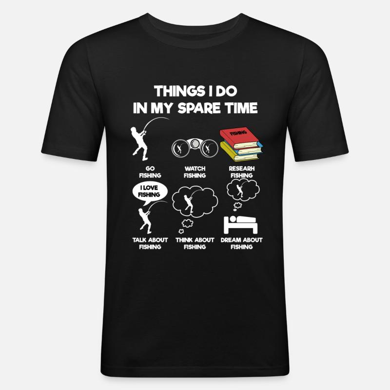 Angeln - Männer Slim Fit T-Shirt - Schwarz