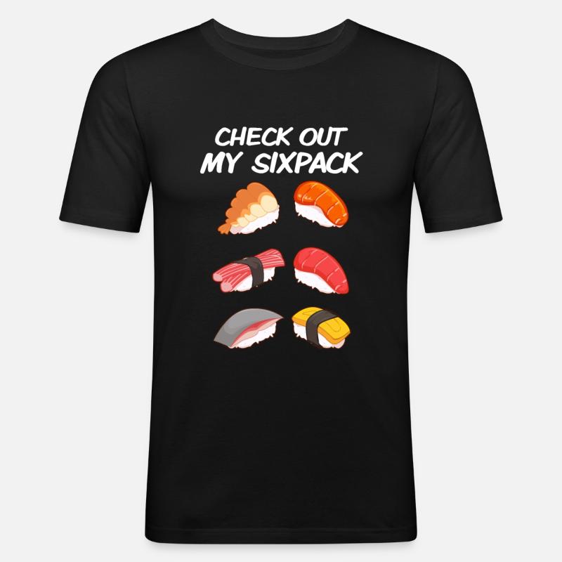 Sixpack Sushi - Männer Slim Fit T-Shirt - Schwarz