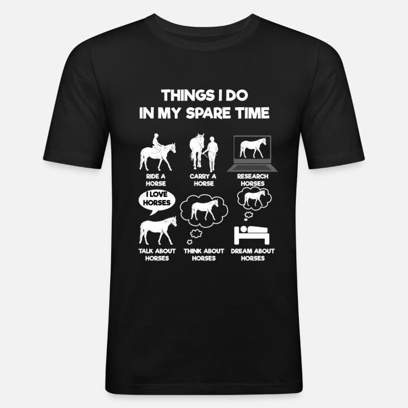 Pferd - Männer Slim Fit T-Shirt - Schwarz