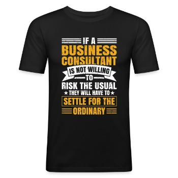 Business Consultant Risk - Männer Slim Fit T-Shirt - Schwarz - Vorne - Nik (191cm)