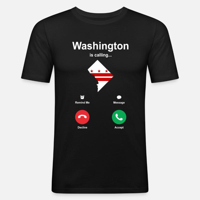 Washington-skyline - Männer Slim Fit T-Shirt - Schwarz