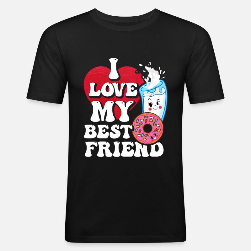 Milch-donut-geschenk - Männer Slim Fit T-Shirt - Schwarz