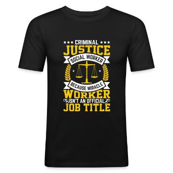 Criminal Justice Social Worker - Men's Slim Fit T-Shirt - black - Front - Nik (191cm)