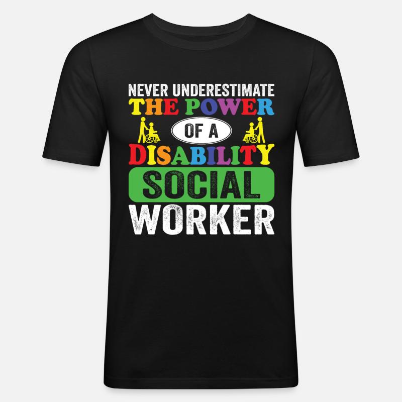 Disability Social Worker - Männer Slim Fit T-Shirt - Schwarz