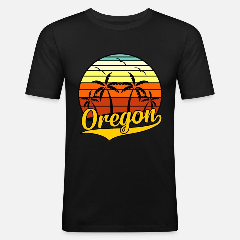 Oregon leben geschenk - Männer Slim Fit T-Shirt - Schwarz