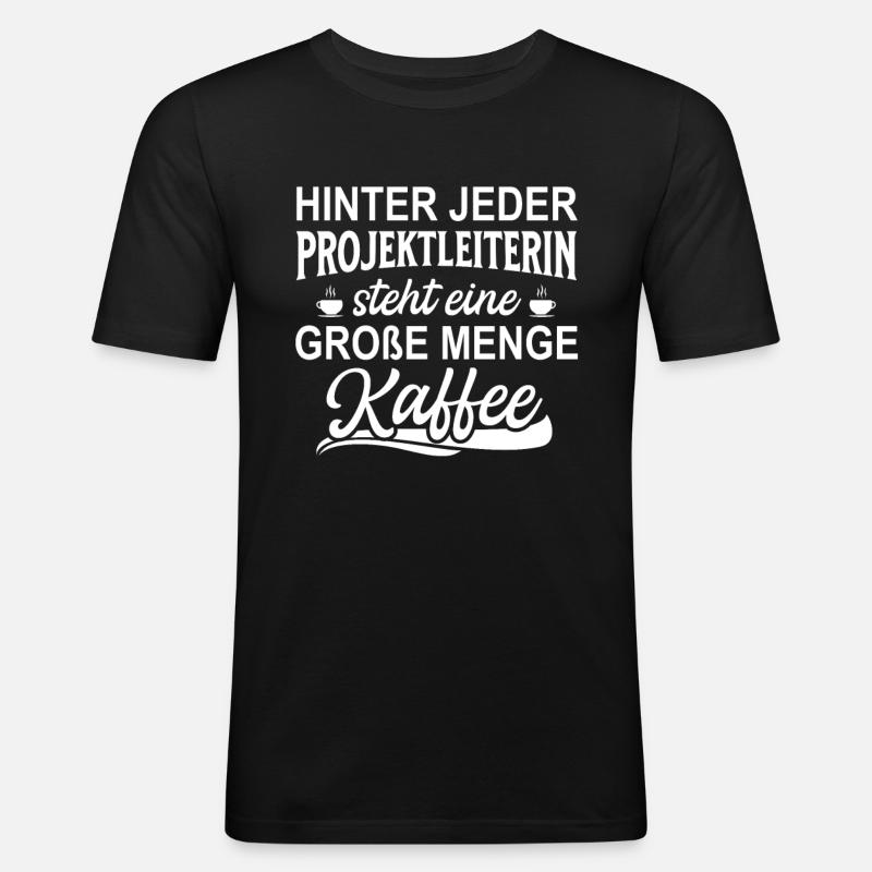 Hinter Jeder Projektleiter Steht Große - Männer Slim Fit T-Shirt - Schwarz