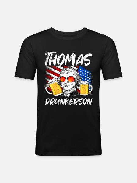 Thomas Jefferson - Männer Slim Fit T-Shirt - Schwarz