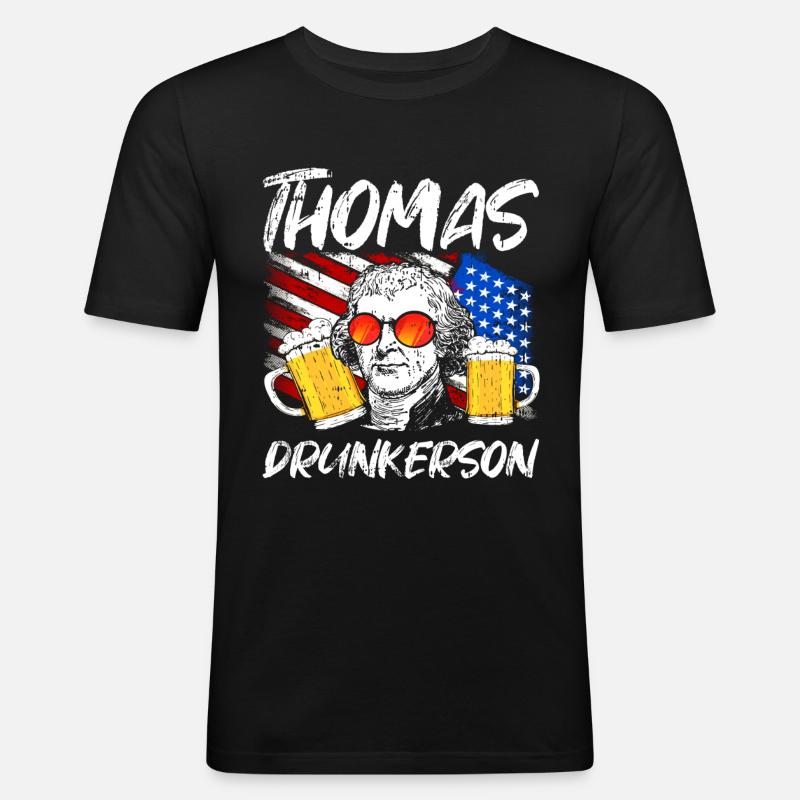 Thomas Jefferson - Männer Slim Fit T-Shirt - Schwarz