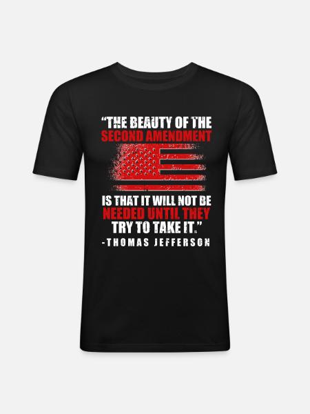 Thomas Jefferson - Männer Slim Fit T-Shirt - Schwarz