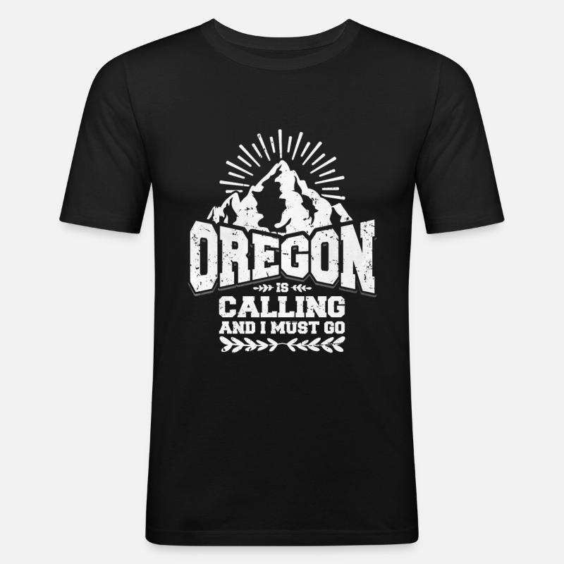 Oregon Geschenkidee - Männer Slim Fit T-Shirt - Schwarz