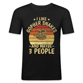 Gopher Slangen En Misschien 3 Mensen Boa Reptiel - Mannen slim fit T-shirt - zwart - Voor - Nik (191cm)