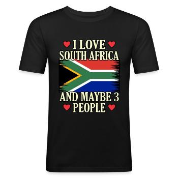 Südafrika - Männer Slim Fit T-Shirt - Schwarz - Vorne - Nik (191cm)