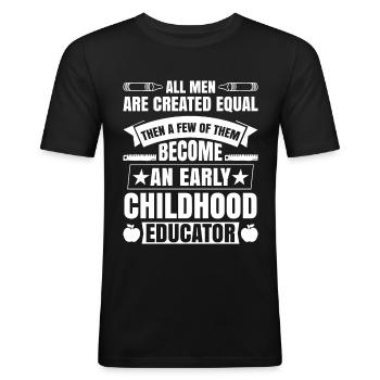 Enseignante en éducation de la petite enfance - T-shirt près du corps Homme - noir - Devant - Nik (191cm)