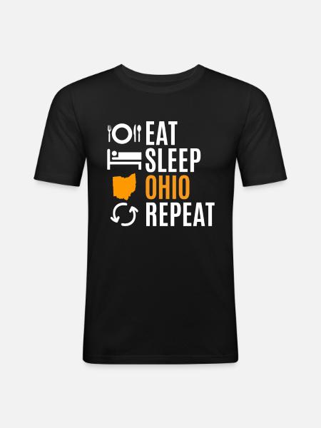 Eat Sleep Ohio Repeat Gift - Men's Slim Fit T-Shirt - black