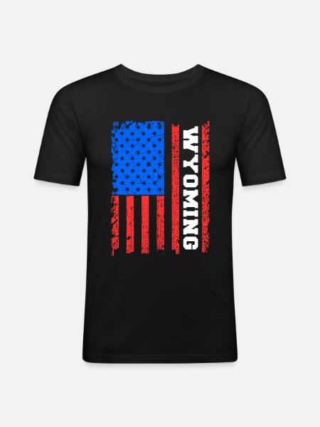 Wyoming Usa flag gift - Men's Slim Fit T-Shirt - black