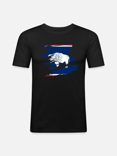 Wyoming hausgeschenk - Männer Slim Fit T-Shirt - Schwarz