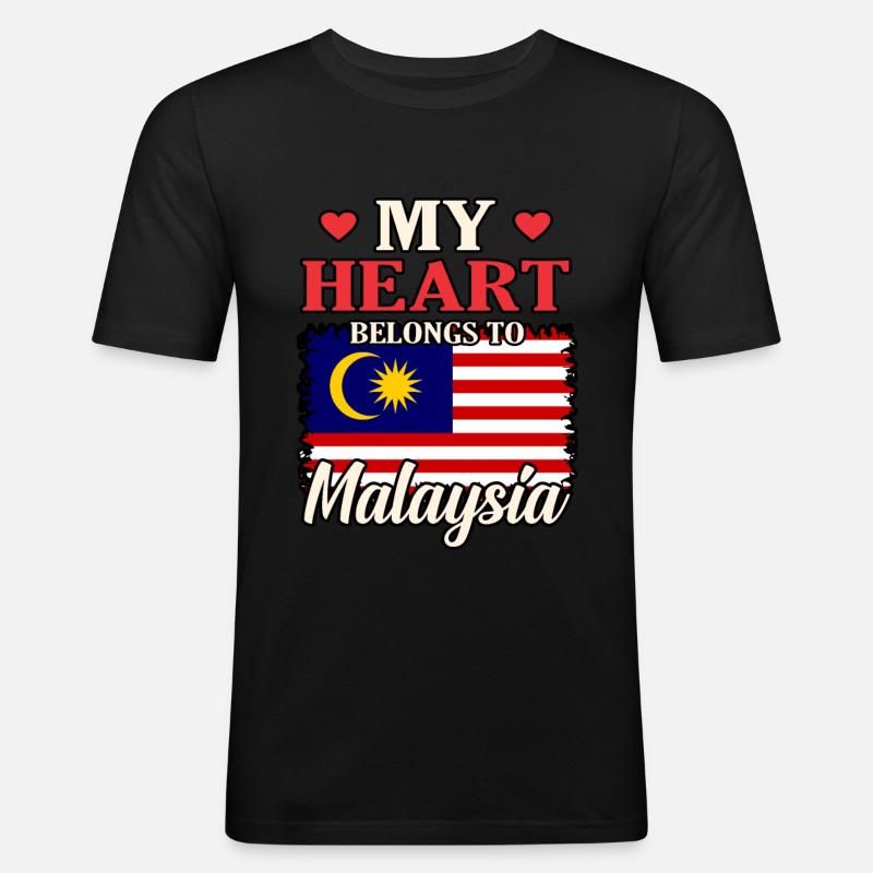 Malaysia - Männer Slim Fit T-Shirt - Schwarz