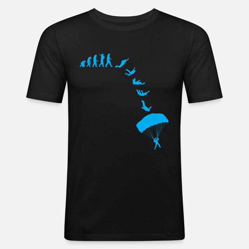 Fallschirmspringen Parachuting Evolution - Männer Slim Fit T-Shirt - Schwarz