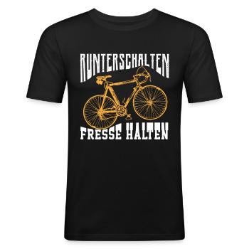 Runterschalten Fresse Halten - Männer Slim Fit T-Shirt - Schwarz - Vorne - Nik (191cm)