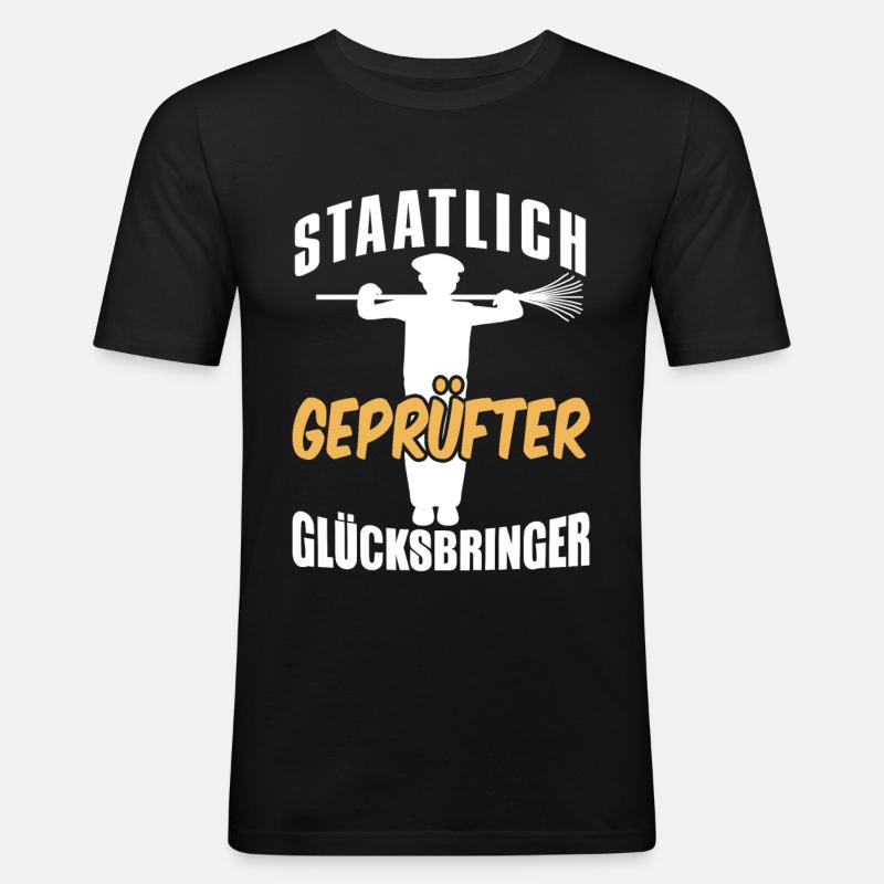 Staatlich Geprüfter Glücksbringer - Männer Slim Fit T-Shirt - Schwarz