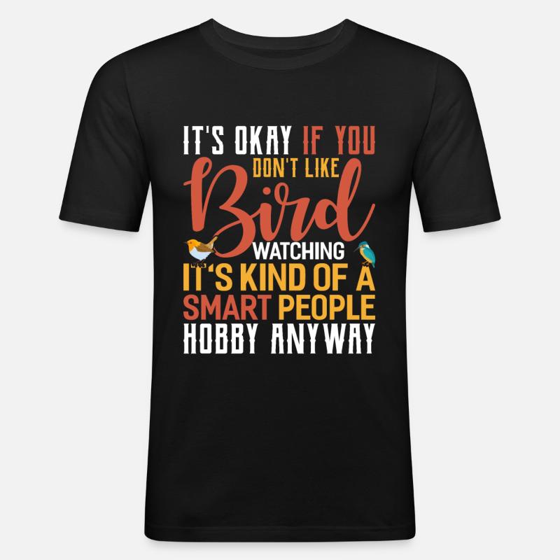 Vogelbeobachter - Männer Slim Fit T-Shirt - Schwarz