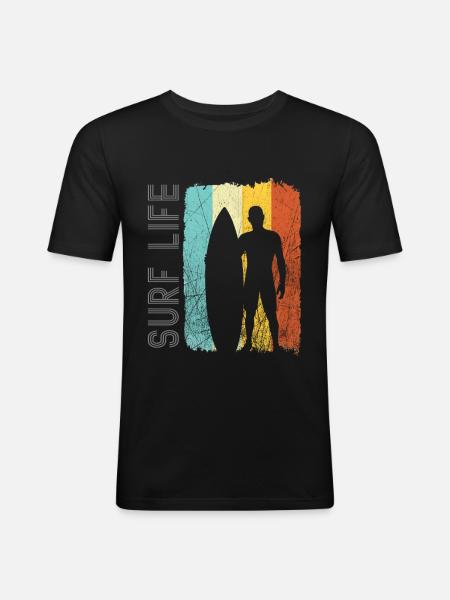 Surfer with Retro Look - Men's Slim Fit T-Shirt - black