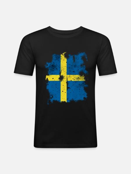 Suède - T-shirt près du corps Homme - noir
