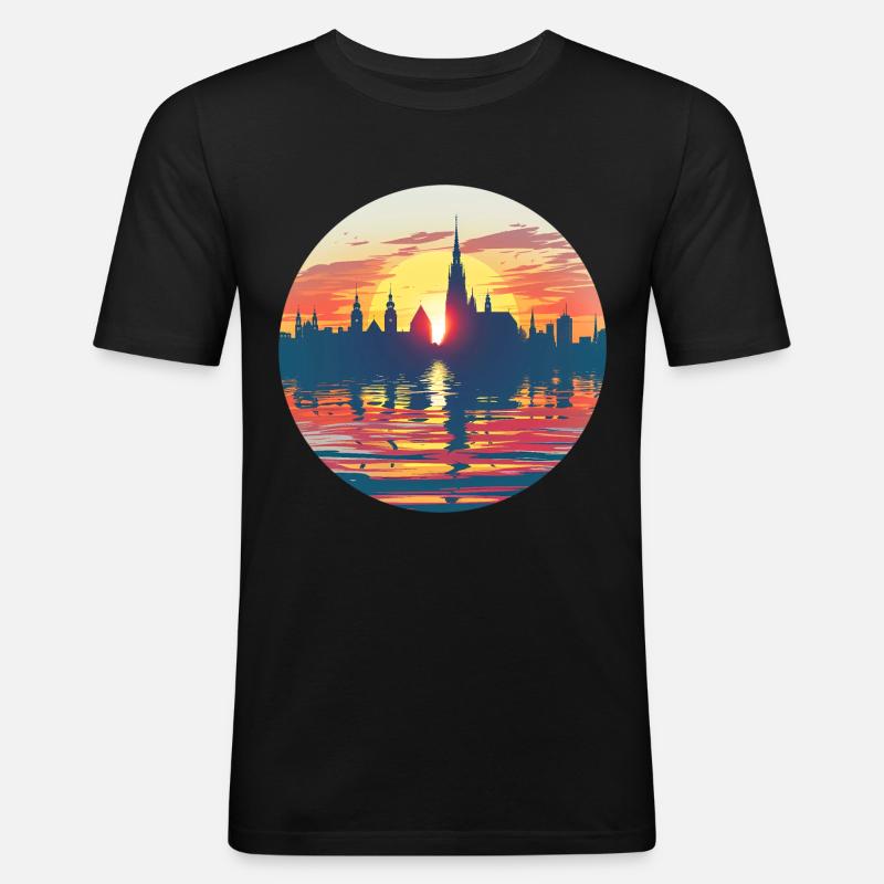 Chemnitz Skyline - Männer Slim Fit T-Shirt - Schwarz
