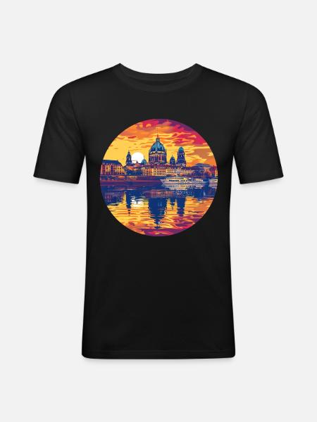 Dresden Skyline - Men's Slim Fit T-Shirt - black