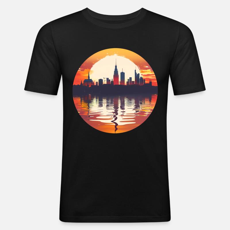 Gieben Skyline - Männer Slim Fit T-Shirt - Schwarz