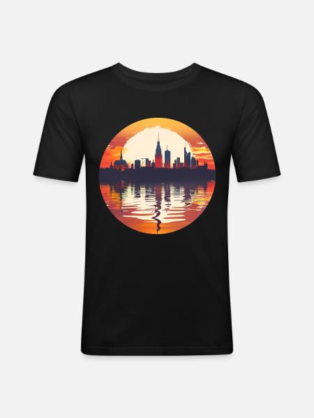 Gieben Skyline - Men's Slim Fit T-Shirt - black