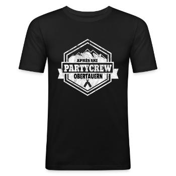 Obertauern Apres Ski Party Bar Disco Skiurlaub - Männer Slim Fit T-Shirt - Schwarz - Vorne - Nik (191cm)