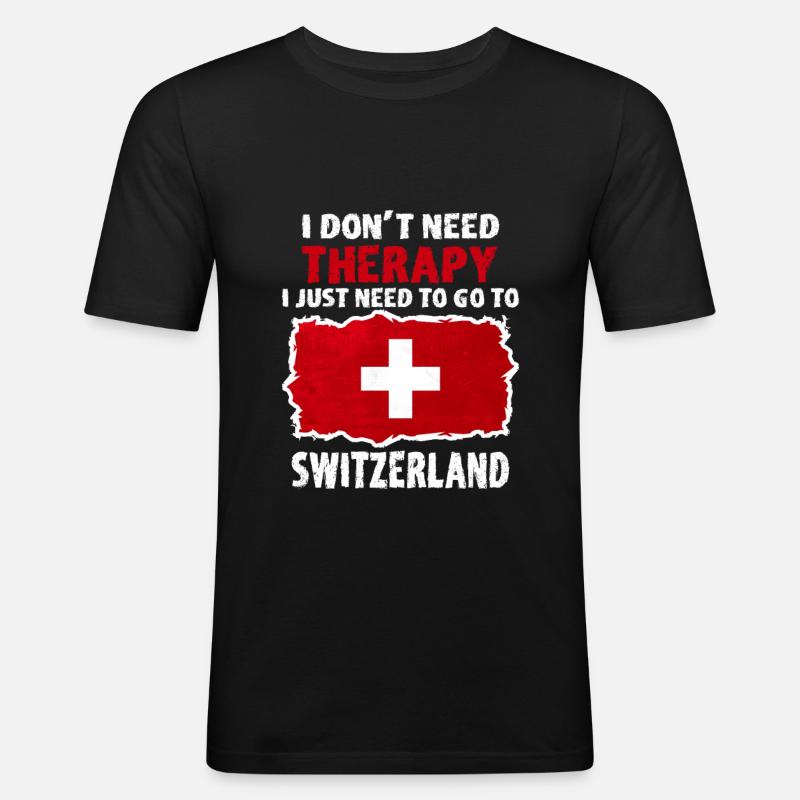 Schweiz - Männer Slim Fit T-Shirt - Schwarz