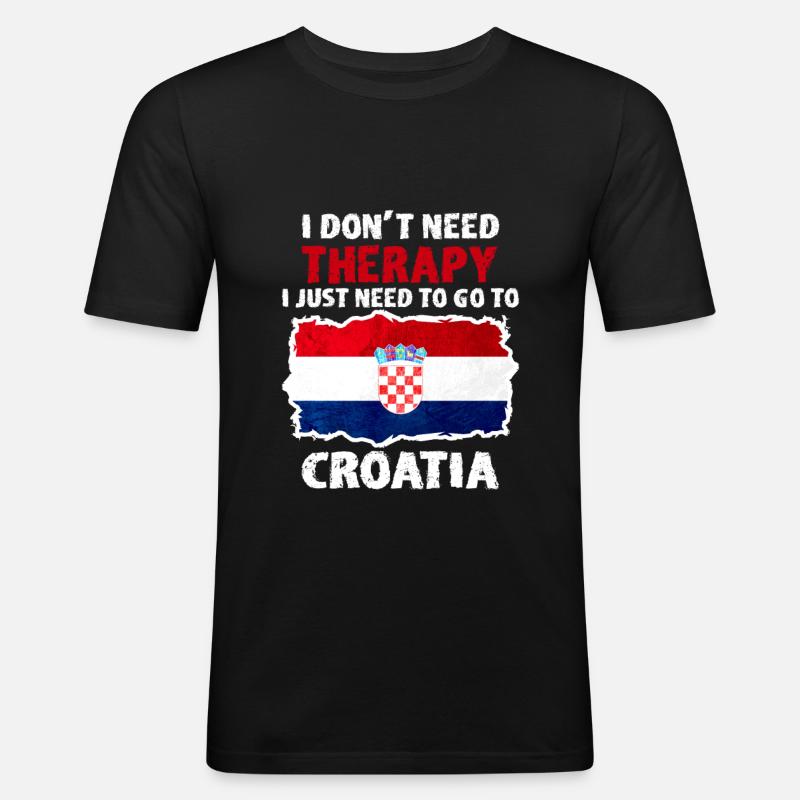 Kroatien - Männer Slim Fit T-Shirt - Schwarz