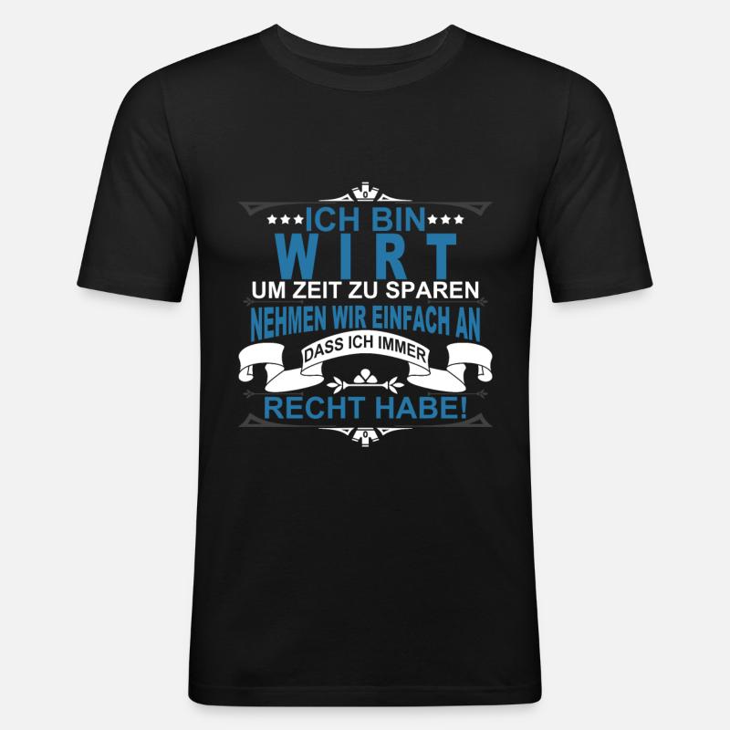Wirt - Männer Slim Fit T-Shirt - Schwarz