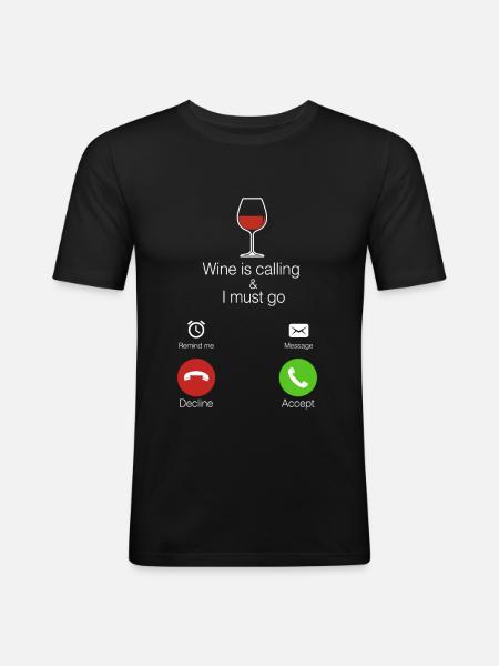Wein - Männer Slim Fit T-Shirt - Schwarz