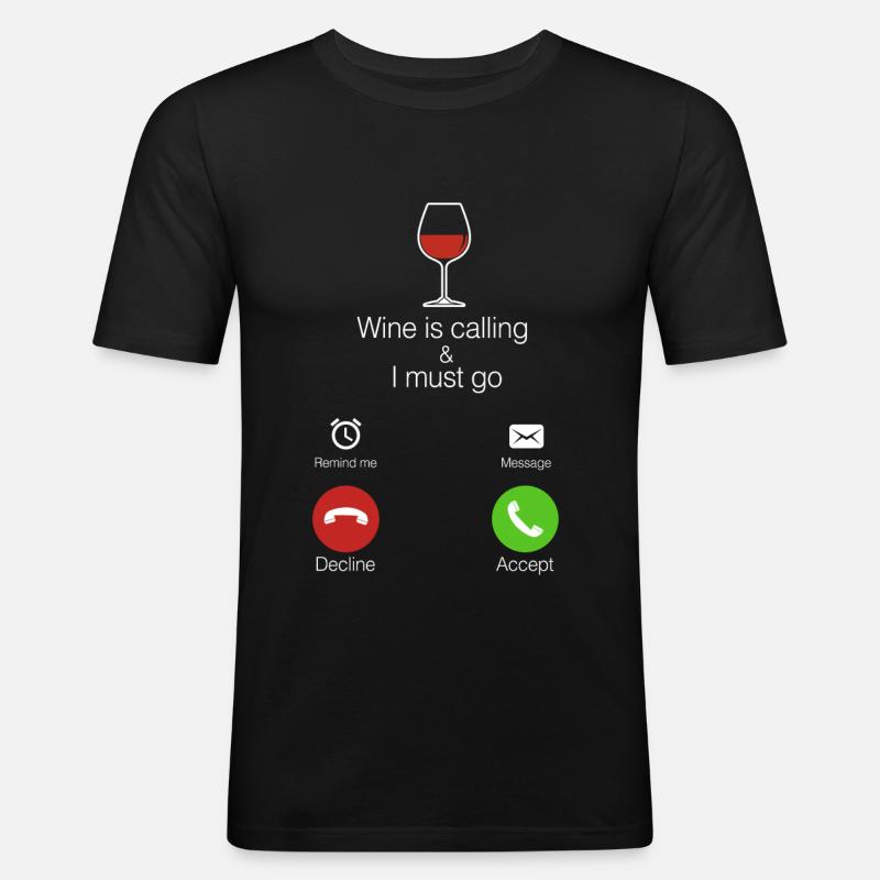 Wein - Männer Slim Fit T-Shirt - Schwarz