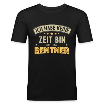Rente - Männer Slim Fit T-Shirt - Schwarz - Vorne - Nik (191cm)