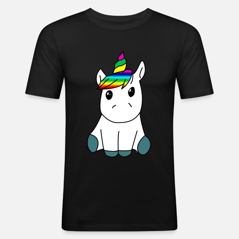 Süßes Einhorn - Männer Slim Fit T-Shirt - Schwarz