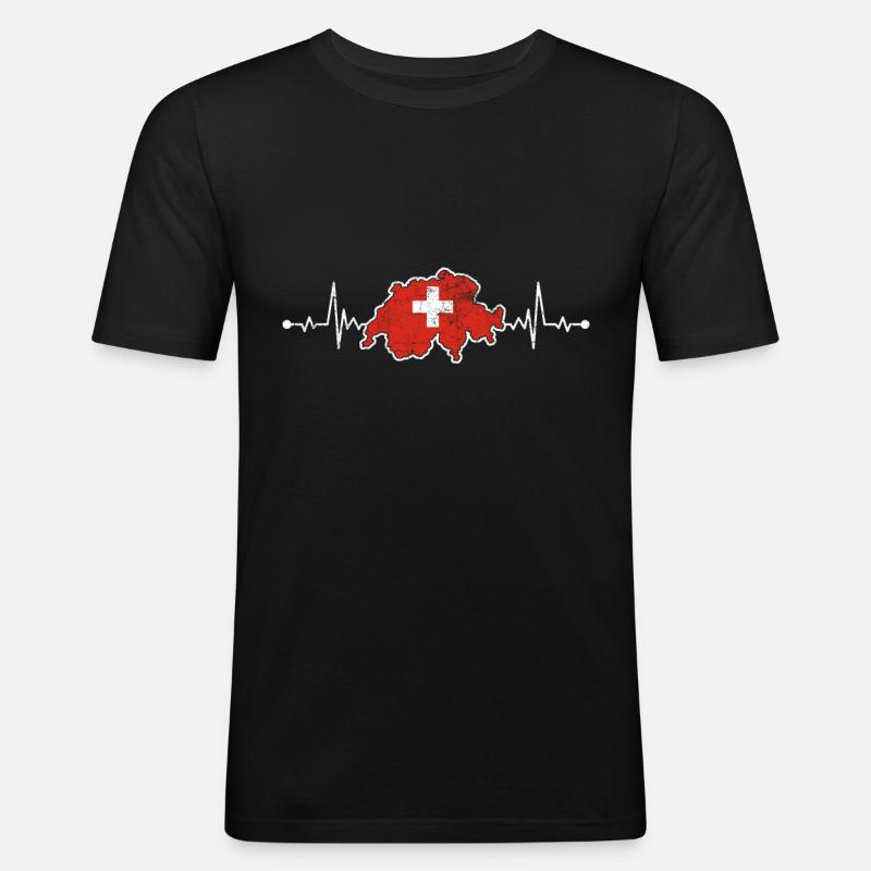 Schweiz - Männer Slim Fit T-Shirt - Schwarz