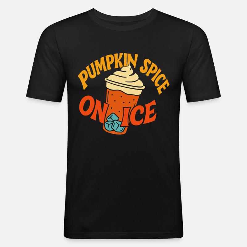 Pumpkin Spice Herbst Design - Männer Slim Fit T-Shirt - Schwarz