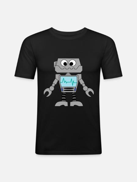 Roboter Technik Computer Elektronik Geschenkidee - Männer Slim Fit T-Shirt - Schwarz