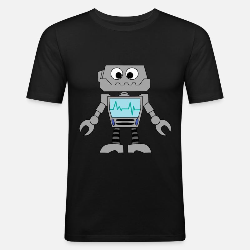 Roboter Technik Computer Elektronik Geschenkidee - Männer Slim Fit T-Shirt - Schwarz