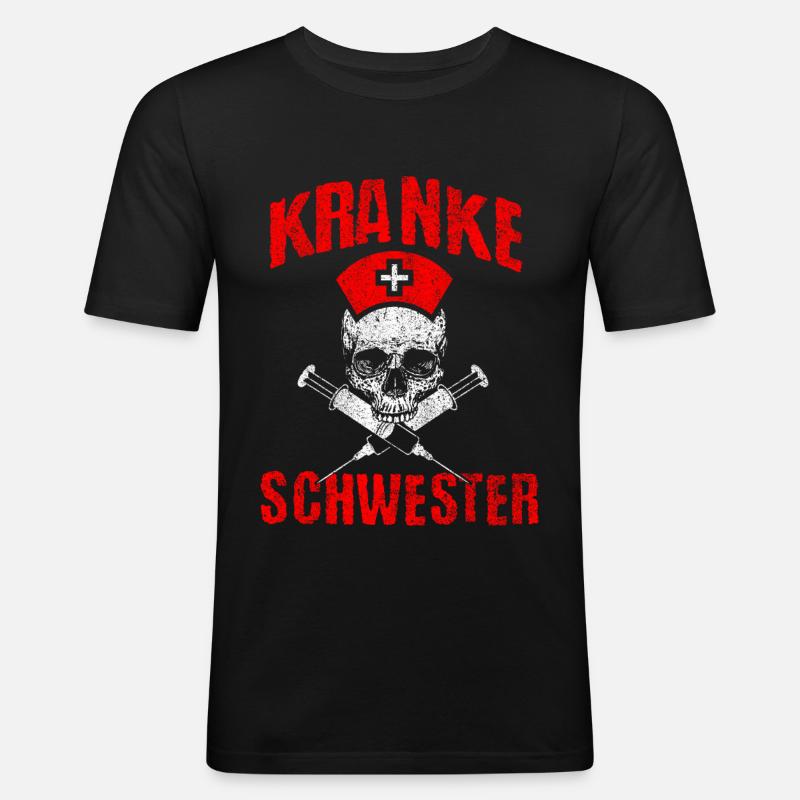 Krankenschwester Kranke Schwester Spritze Geschenk - Männer Slim Fit T-Shirt - Schwarz