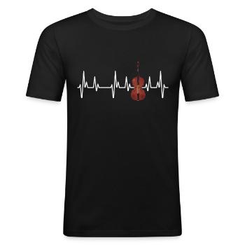 Kontrabass Herzschlag EKG Kontrabassist - Männer Slim Fit T-Shirt - Schwarz - Vorne - Nik (191cm)
