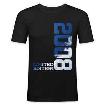 LIMITED EDITION 2008 18. GEBURTSTAG - Männer Slim Fit T-Shirt - Schwarz - Vorne - Nik (191cm)