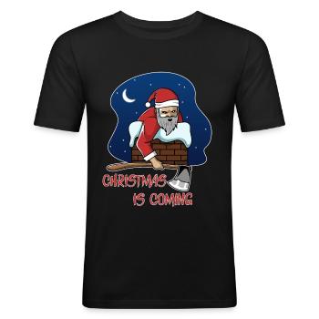 Böser Weihnachtsmann Axt Schornstein Weihnachten - Männer Slim Fit T-Shirt - Schwarz - Vorne - Nik (191cm)
