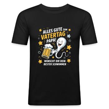 Vatertagsgeschenk Besten Papa Männertag Herrentag - Männer Slim Fit T-Shirt - Schwarz - Vorne - Nik (191cm)